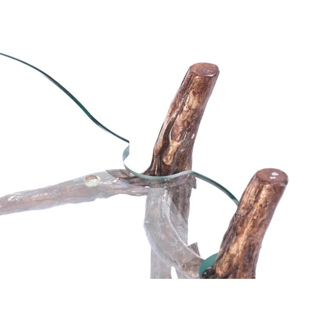 Cast and Hand Painted Aluminum Faux Bois Side Table For Sale In Chicago - Image 6 of 8