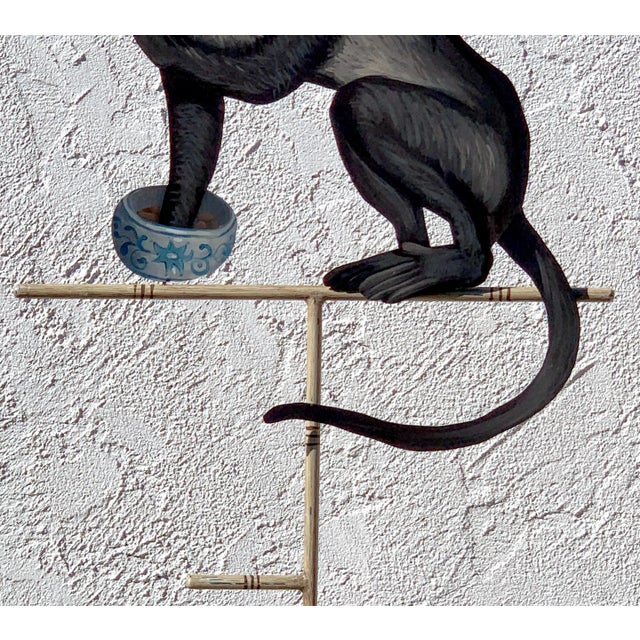 Gold Tole Monkey with Chinese Export Bowl Towel Rack For Sale - Image 8 of 12