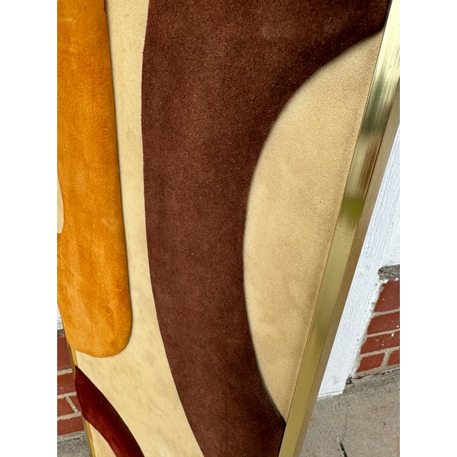 Mid Century Geometric Suede 3d Art For Sale In Richmond - Image 6 of 9