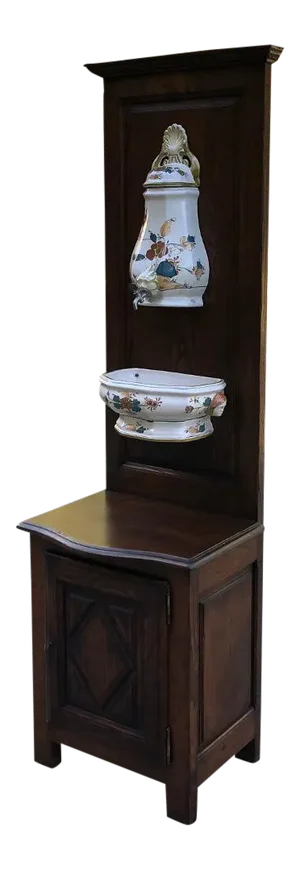19th Century Country French Fountain With Porcelain Reservoir & Basin