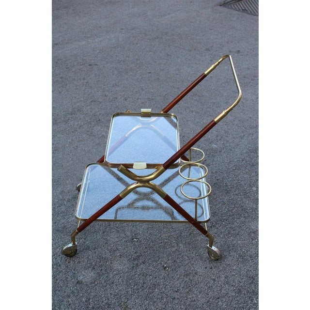 Wood & Brass Trolley, 1950s For Sale - Image 11 of 13