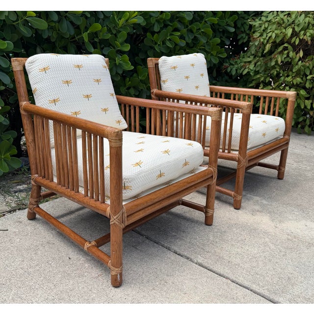 English Vintage McGuire San Francisco Rattan Lounge Chairs, a Pair For Sale - Image 3 of 15