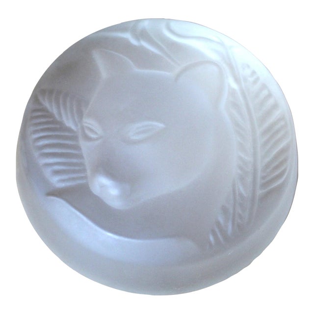 1970s Art Deco Style Glass Panther Paper Weight For Sale