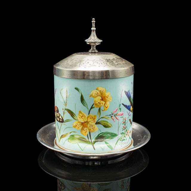 Antique Biscuit Barrel, English, Ceramic, Silver Plate, Kitchen Jar, Victorian For Sale - Image 6 of 12