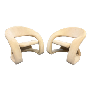 1980s Pair Postmodern Jaymar Cantilever Sculptural Lounge Chairs