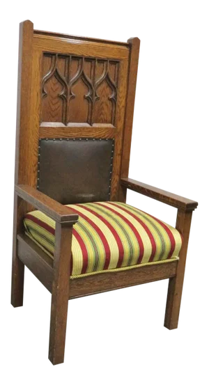 1900s Antique Gothic Carved Oak Throne Chair