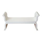 White Lacquered Over Wood Scrolled Regency Style Bench 90's Restored For Sale