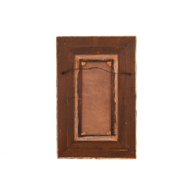 Painting of a Boy reading the paper 11.5 x 23.5 Frame 22.5 x 35