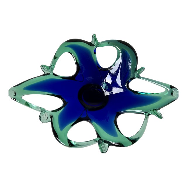 Mid-Century Style Murano Glass Biomorphic Bowl from Crystal Clear, 1960s For Sale
