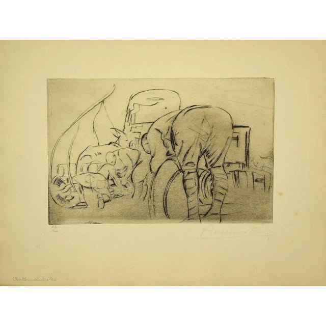 ''Military Life'' is a beautiful print in the etching technique, realized by Anselmo Bucci (1887-1955). In good conditions...