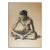 Vintage 1950s Charcoal Seated Male Figure Drawing For Sale