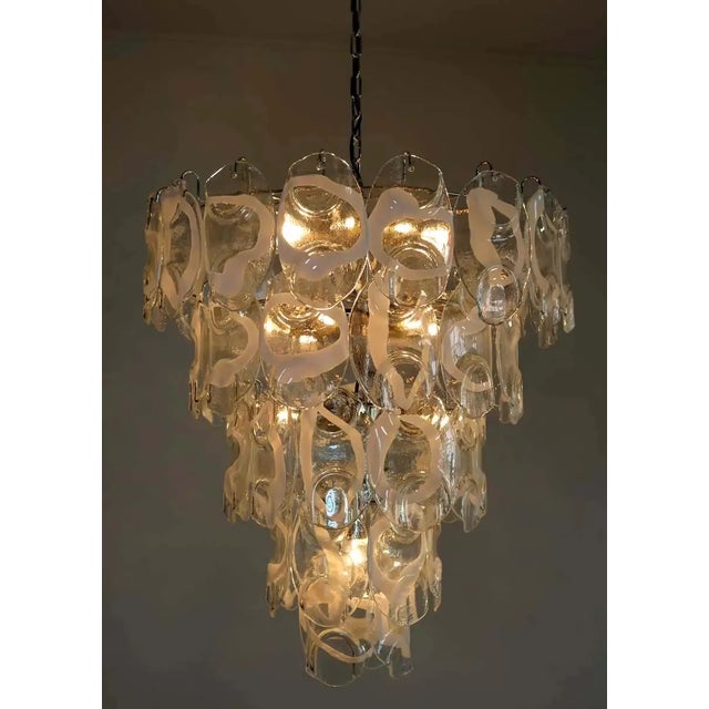 Italian Murano Chandelier Lamp Vistosi – 50 Clean and White Lattimio Glasses For Sale - Image 9 of 10