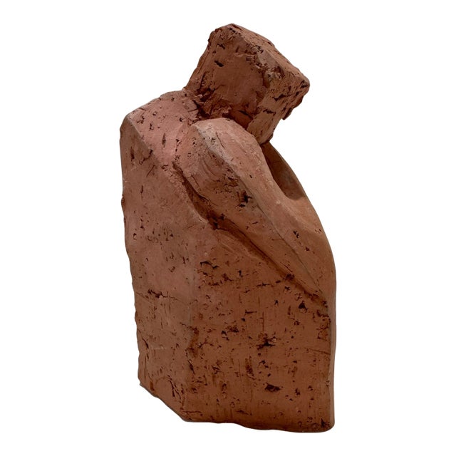 Mid 20th Century Larry Mohr Abstract Carved Terracotta Figural Sculpture Signed For Sale