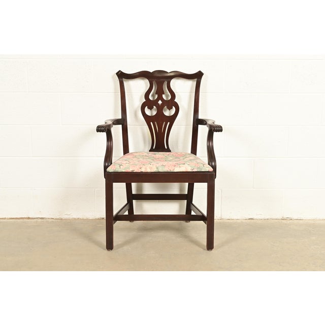 Ethan Allen Georgian Carved Mahogany Armchair For Sale - Image 14 of 14