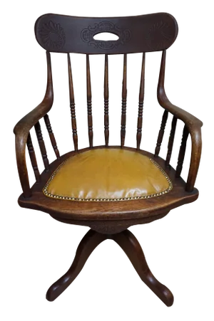 19th Century American Oak Revolving Library Armchair