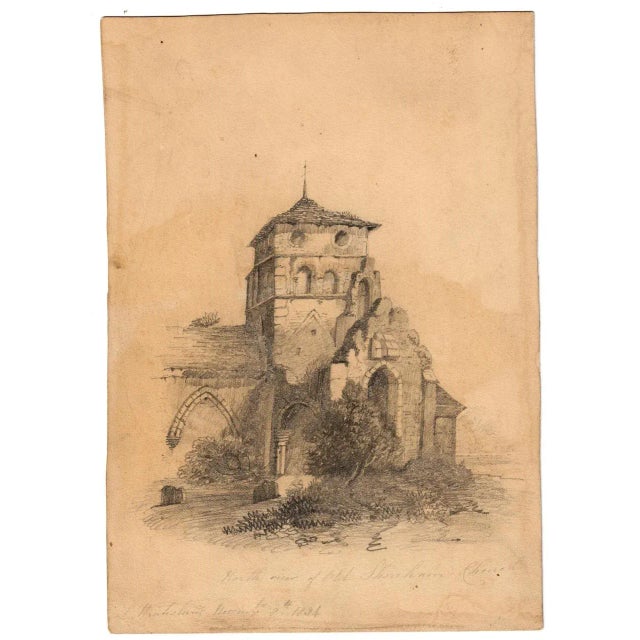 Circa 1834 "St Nicolas Church, Shoreham-By-Sea" Original Graphite Drawing Signed, Dated For Sale - Image 4 of 4