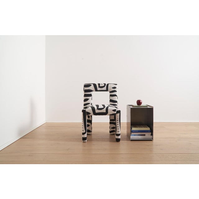 Angle II Armless Dining Chair in Grace Black Tuxedo Print For Sale In New York - Image 6 of 8