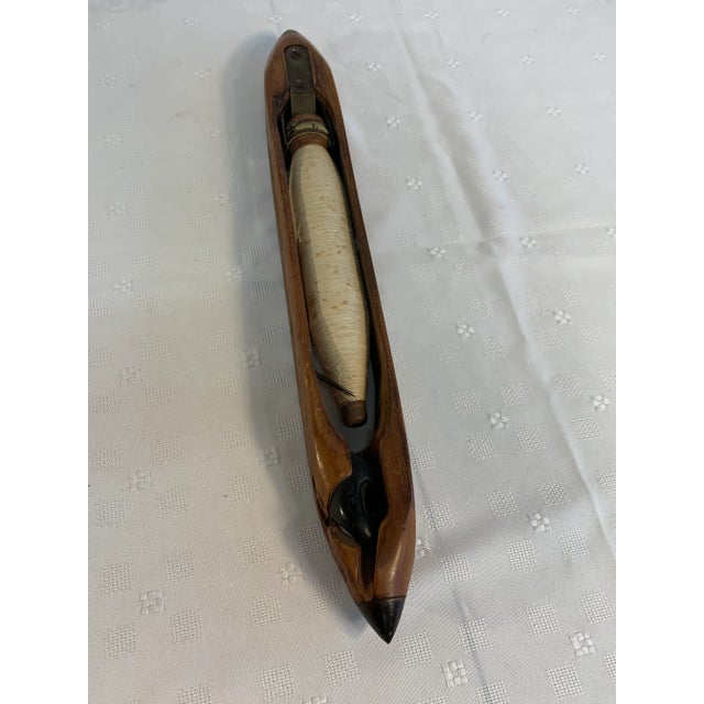 Wood Antique Draper Mills Wooden Shuttle and Thread Spindle For Sale - Image 7 of 11