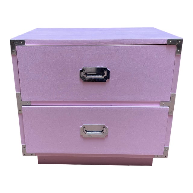 Dixie Furniture Pink Campaign Campaigner Nightstand 1970s For Sale