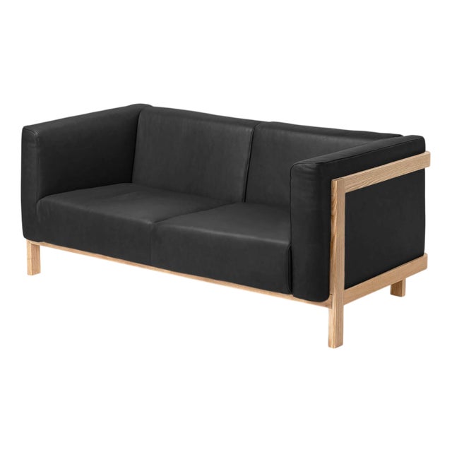 Minimalist Modern Two-Seater Sofa in Ash and Leather by Julien Renault For Sale