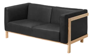 Minimalist Modern Two-Seater Sofa in Ash and Leather by Julien Renault