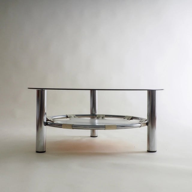 Space Age Glass and Chrome Coffee Table For Sale - Image 11 of 18
