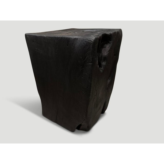 Contemporary Andrianna Shamaris Charred Teak Wood Side Table For Sale - Image 3 of 5