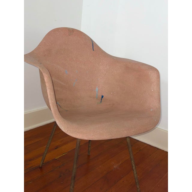 Peach 1950s Eames for Herman Miller Fiberglass Armchair – Sculptural Form W/ Artist Patina For Sale - Image 8 of 9