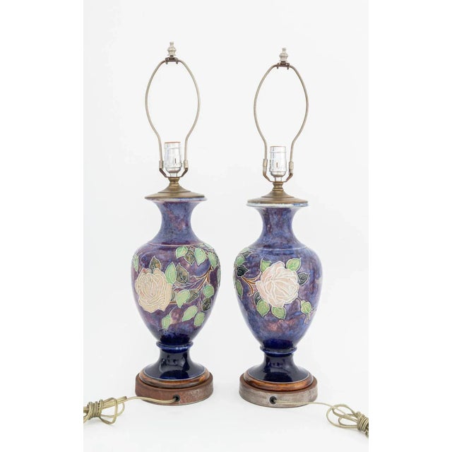 Mid 20th Century Royal Doulton "Rose" Stoneware Vases as Lamps, 2 For Sale - Image 5 of 6