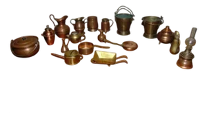 Miniature Copper and Brass Toys, 1970s, Set of 21