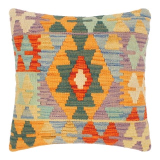 Southwestern Turkish Eleonor Hand Woven Kilim Throw Pillow For Sale