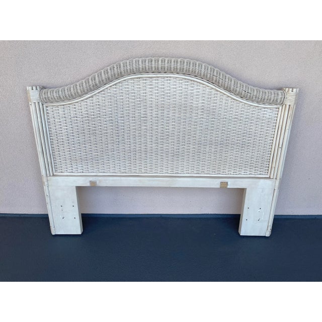 Vintage Wicker Queen Headboard With Rattan Wrapped Sides Chairish