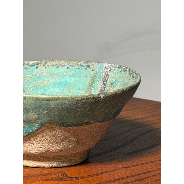 Seljuk Turquoise Glazed Pottery Bowl For Sale - Image 6 of 15