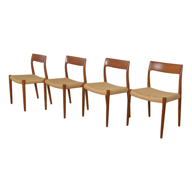Mid-Century Model 77 Dining Chairs by Niels Otto Møller for J.L. Møllers, 1960s, Set of 4 For Sale