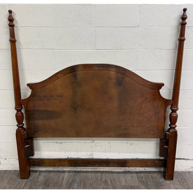 Vintage Convertible Queen or Full Size Colonial Revival Oak Four Poster Bed For Sale - Image 13 of 13