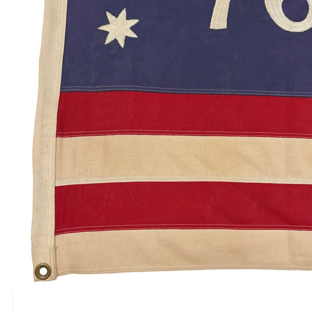 Vintage Cotton Embroidered Bennington 76 American Flag For Sale In Los Angeles - Image 6 of 7