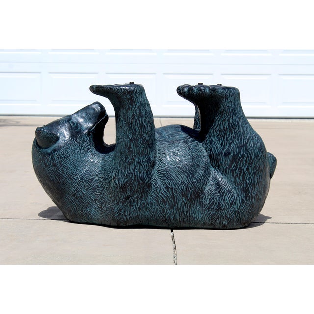Vintage Rustic Black Bear Glass Coffee Table – Sculptural Wildlife Cocktail Table, Circa 1970s For Sale - Image 10 of 16