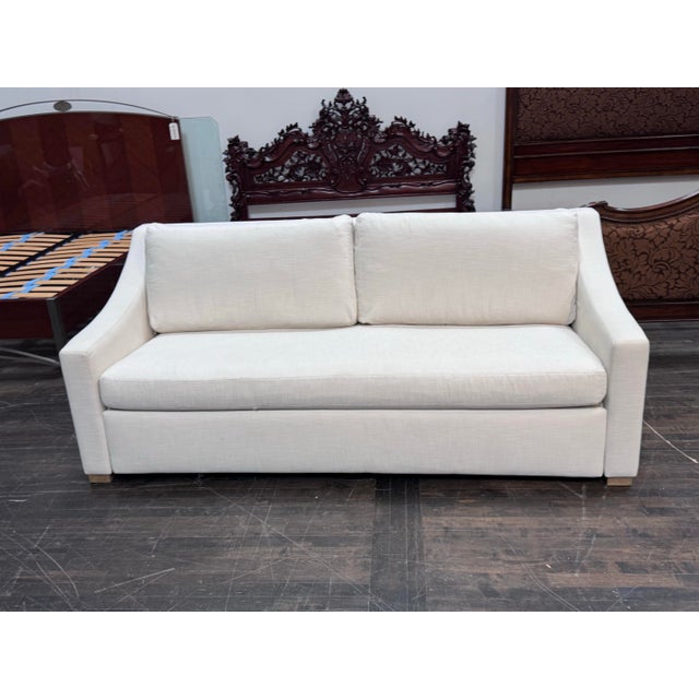 Queen Size American Leather for Restoration Hardware Belgian Classic Slope Arm Sleeper Sofa For Sale In San Francisco - Image 6 of 12