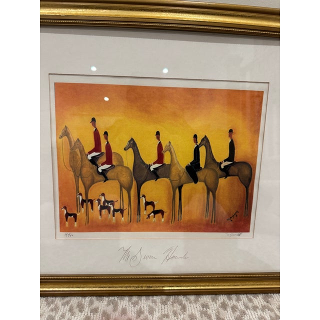 Original, vintage hand-signed limited-edition equestrian print titled The Seven Hunters, dated 1977. Jonathan Hallgrey’s...