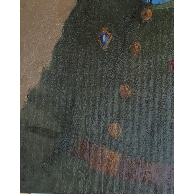 1970s Soviet Soldier Portrait, Original Oil Painting on Cardboard, Ukrainian Art 40,5-32 For Sale - Image 5 of 6