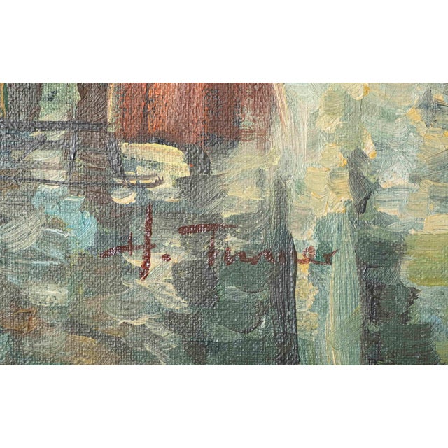 Vintage European Street Scene Original Oil Painting Signed J. Turner For Sale - Image 4 of 18