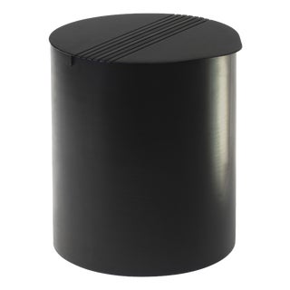 Round Laundry Basket in Dark Brown Stained Wood by Luca Villa For Sale