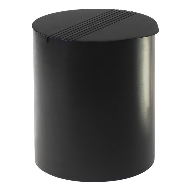 Round Laundry Basket in Dark Brown Stained Wood by Luca Villa For Sale