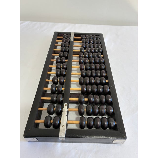 Vintage Chinese 13-Rod Black Wooden Suanpan Abacus For Sale In Oklahoma City - Image 6 of 9