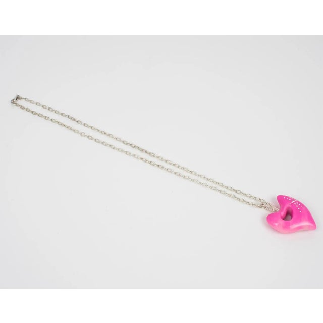 Christian Lacroix Christian Lacroix Chain Necklace with Pink Resin Heart Medallion For Sale - Image 4 of 11