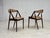 1960s, Danish design by Kai Kristensen, model 31. Pair of armchairs. Original beige/brown furniture wool, dark oak wood....