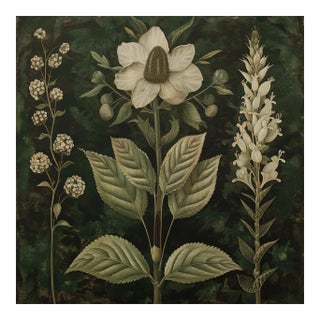 Dark Green Botanical Study No. 8 - Vintage Herbarium Style Fine Art Print For Sale