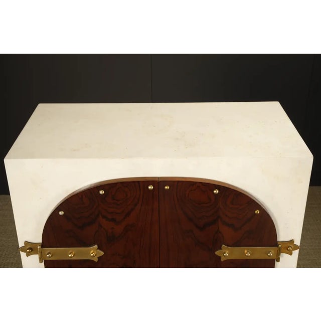 Aldo Tura Lacquered Goatskin, Rosewood and Brass Italian Bar Cabinet, 1950s For Sale - Image 17 of 18