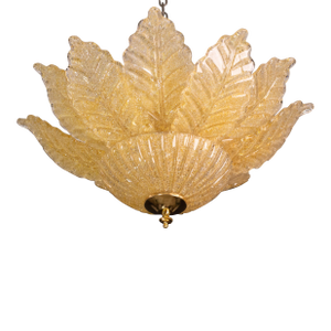 Rome, Murano Glass Gold/Orange Ceiling Light or Flush Mount, 1970s