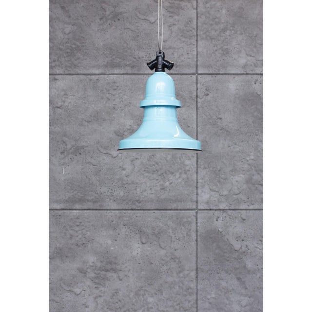 Industrial Industrial Enamel Ceiling Lamp in Blue, 2000s For Sale - Image 3 of 9